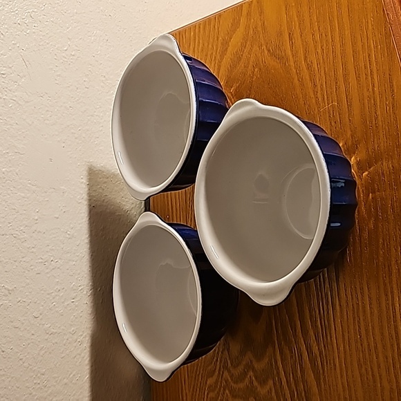 3 Homeworld Bowls Stoneware Cobalt Blue - Picture 2 of 5